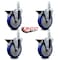 Service Caster 5'' Blue Poly Wheel Swivel 7/8'' Square Stem Caster Set with Brake, 4PK SCC-SQ20S514-PPUB-BLUE-PLB-78-4 - alternate 3